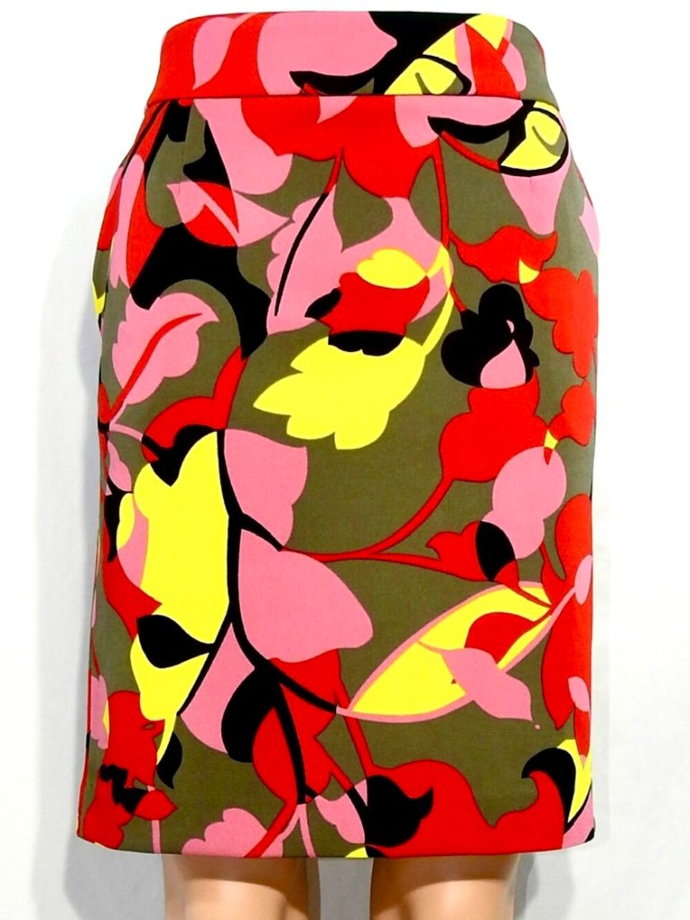 Premise Sz 8 Pockets Knee Length Stretchy Pencil Skirt Womens Red Pink Yellow